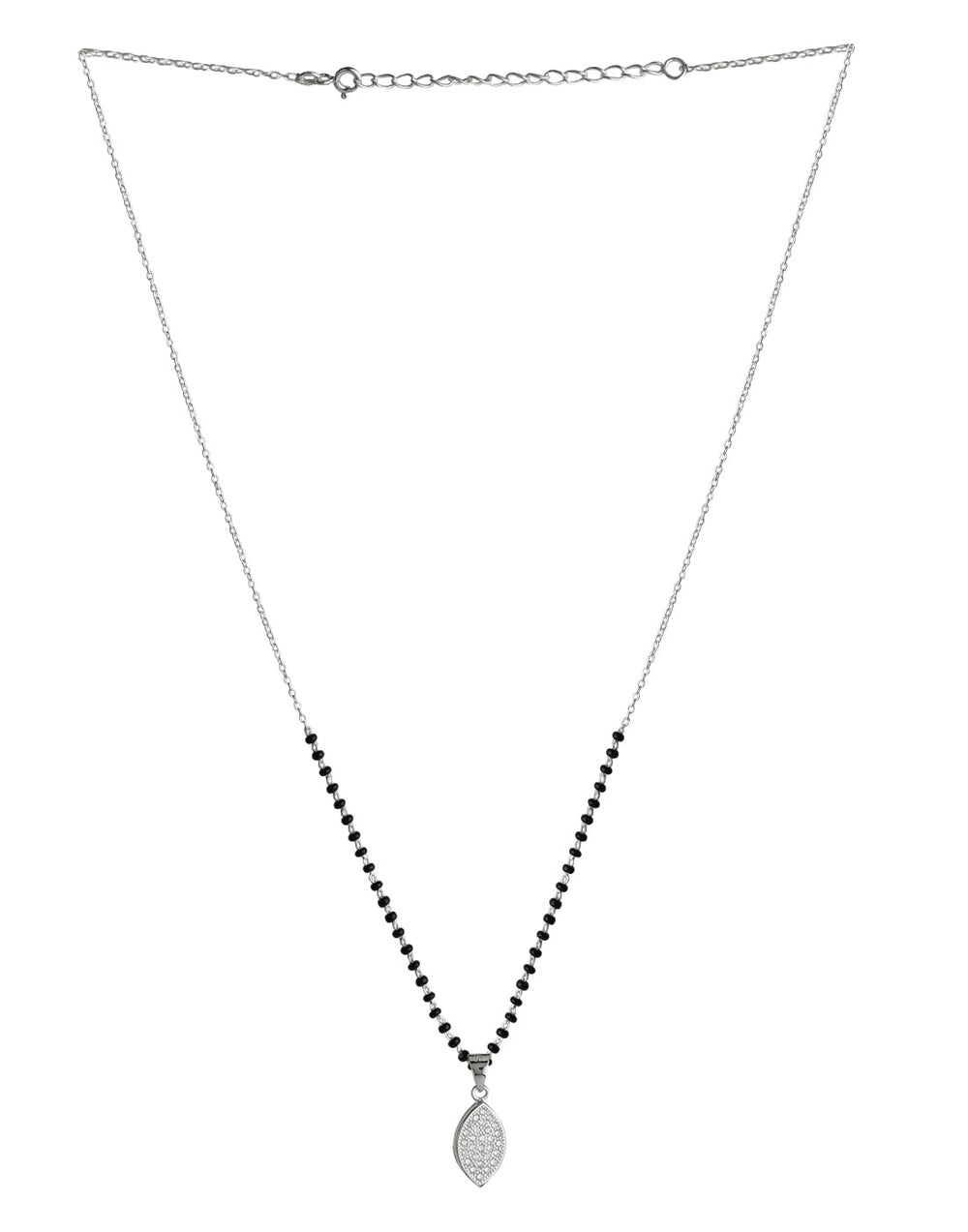 Pear Shape Pendant and Earring Mangalsutra Set in 925 Sterling Silver