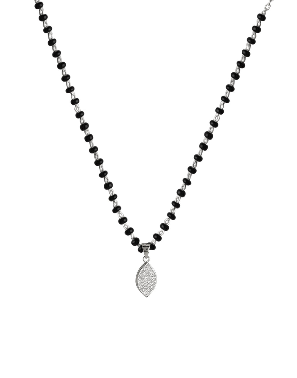 Pear Shape Pendant and Earring Mangalsutra Set in 925 Sterling Silver