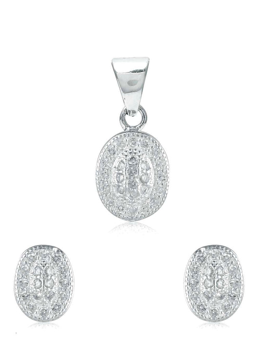 Designer Pure 92.5 Sterling Silver CZ Pendant Set