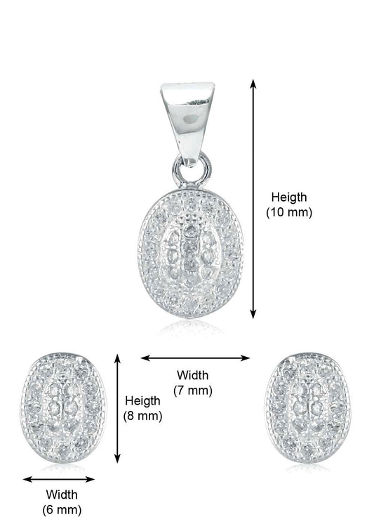 Designer Pure 92.5 Sterling Silver CZ Pendant Set