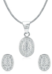 Designer Pure 92.5 Sterling Silver CZ Pendant Set with Chain