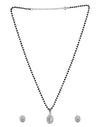 Oval Pendant and Earring Mangalsutra Set in Pure 925 Sterling Silver