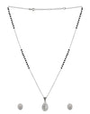 Oval Pendant and Earring Mangalsutra Set in Pure 925 Sterling Silver