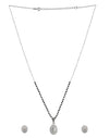Oval Pendant and Earring Mangalsutra Set in Pure 925 Sterling Silver