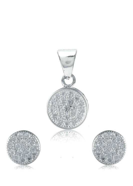 Designer Pure 92.5 Sterling Silver CZ Pendant Set