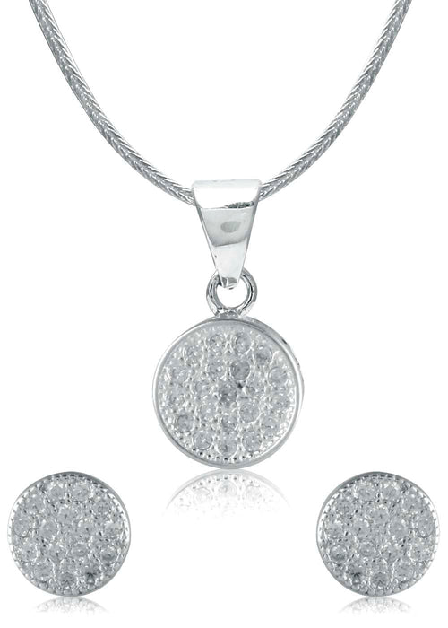 Designer Pure 92.5 Sterling Silver CZ Pendant Set - Default Title - Abhooshan