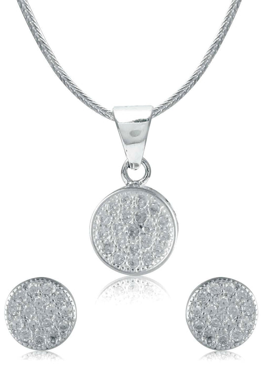 Designer Pure 92.5 Sterling Silver CZ Pendant Set