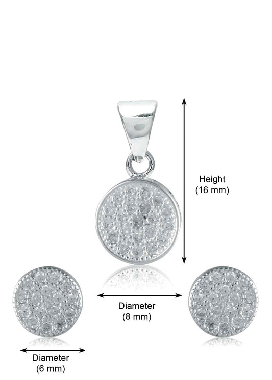 Designer Pure 92.5 Sterling Silver CZ Pendant Set