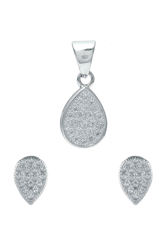 Designer Pure 92.5 Sterling Silver CZ Pendant Set