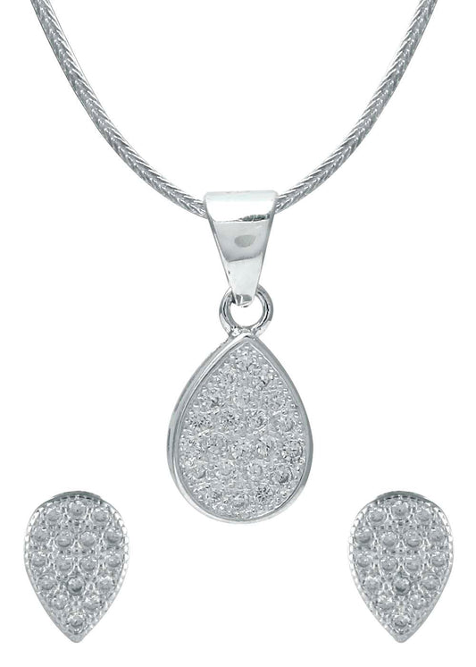 Designer Pure 92.5 Sterling Silver CZ Pendant Set with Chain