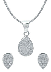 Designer Pure 92.5 Sterling Silver CZ Pendant Set with Chain