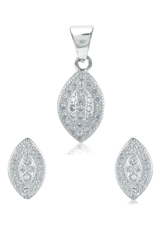 Designer Pure 92.5 Sterling Silver CZ Pendant Set