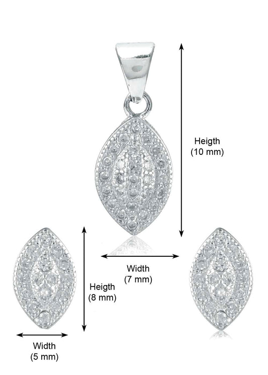 Designer Pure 92.5 Sterling Silver CZ Pendant Set