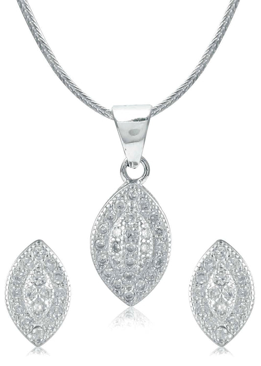Designer Pure 92.5 Sterling Silver CZ Pendant Set with Chain