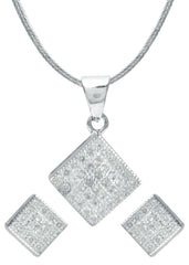 Designer Pure 92.5 Sterling Silver CZ Pendant Set with Chain