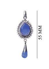 Designer Pure 92.5 Sterling Silver Blue Quartz Pendant Set