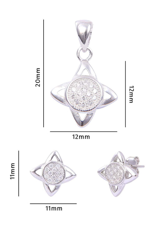 Designer Pure 92.5 Sterling Silver CZ Pendant Set