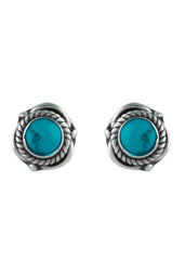 92.5 Sterling Silver Designer Turquoise Precious Stone Stud Earrings