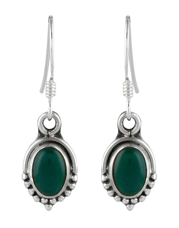 925 Sterling Silver Handmade Dangler Hanging Earrings with Green Jade Stone