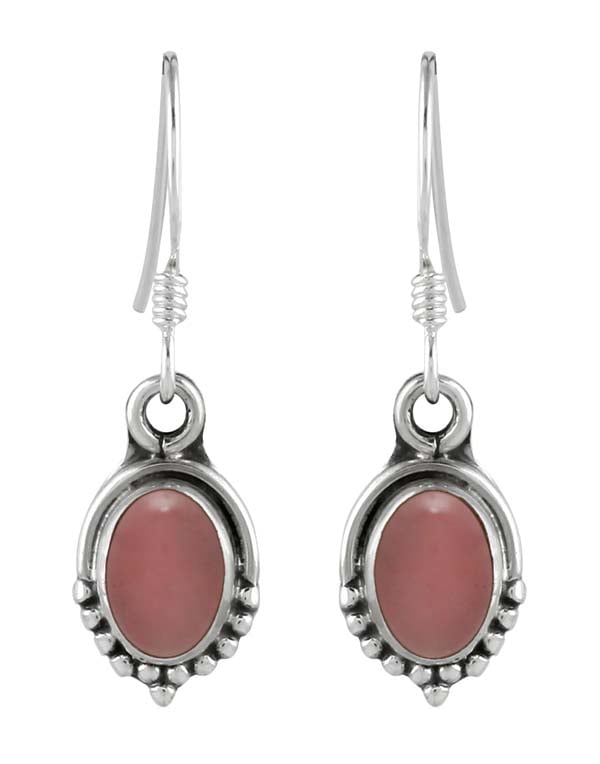 925 Sterling Silver Handmade Dangler Hanging Earrings with Rose Quartz Stone