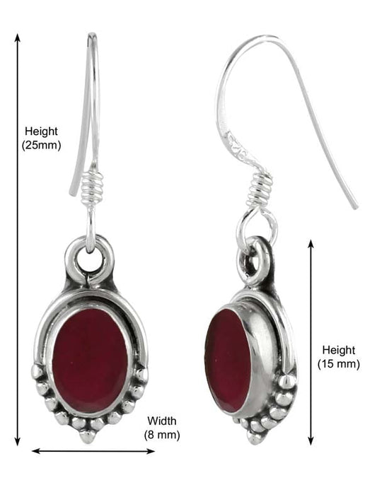 925 Sterling Silver Handmade Dangler Hanging Earrings with Ruby Stone