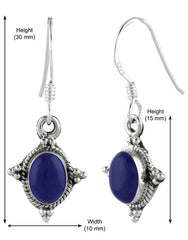 925 Sterling Silver Handmade Dangler Hanging Earrings with Lapis Lazuli Stone