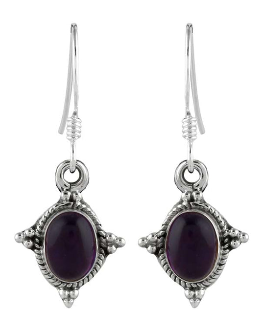 925 Sterling Silver Handmade Dangler Hanging Earrings with Amethyst Stone