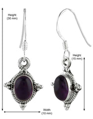 925 Sterling Silver Handmade Dangler Hanging Earrings with Amethyst Stone