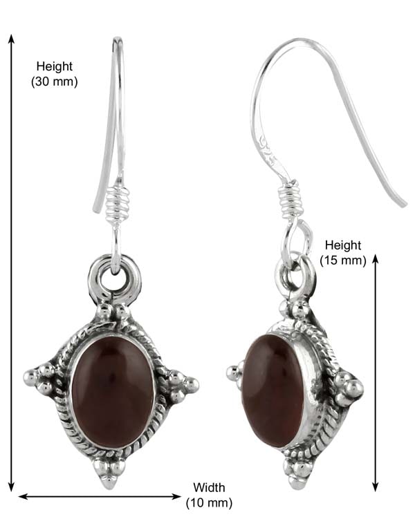 925 Sterling Silver Handmade Dangler Hanging Earrings with Garnet Stone