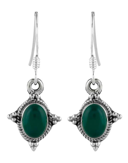 925 Sterling Silver Handmade Dangler Hanging Earrings with Green Emerald Stone