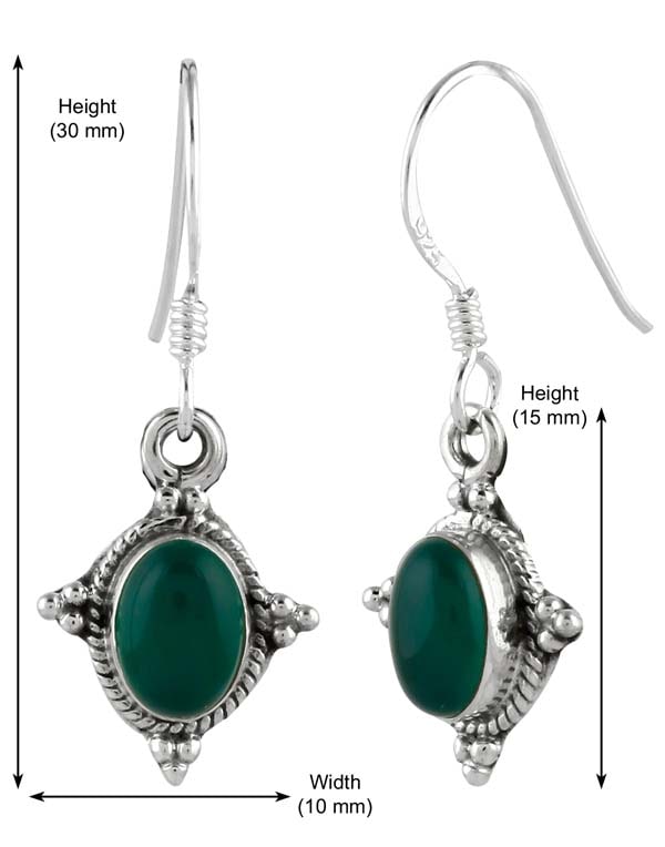 925 Sterling Silver Handmade Dangler Hanging Earrings with Green Emerald Stone