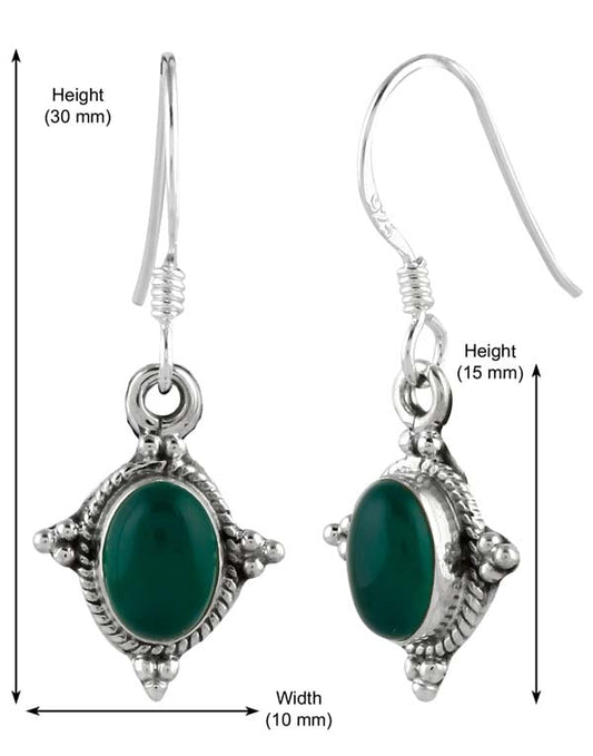 925 Sterling Silver Handmade Dangler Hanging Earrings with Green Emerald Stone