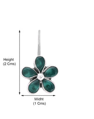 925 Sterling Silver Flower Dangler Hanging Earrings with Emerald Stone