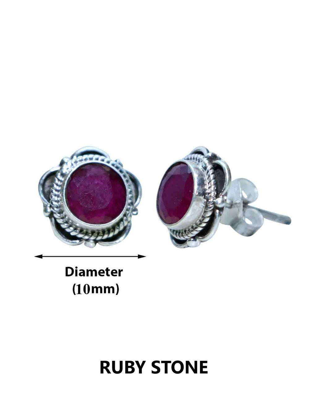 Trendy Looking Ruby Stone Studs in 92.5 Sterling Silver