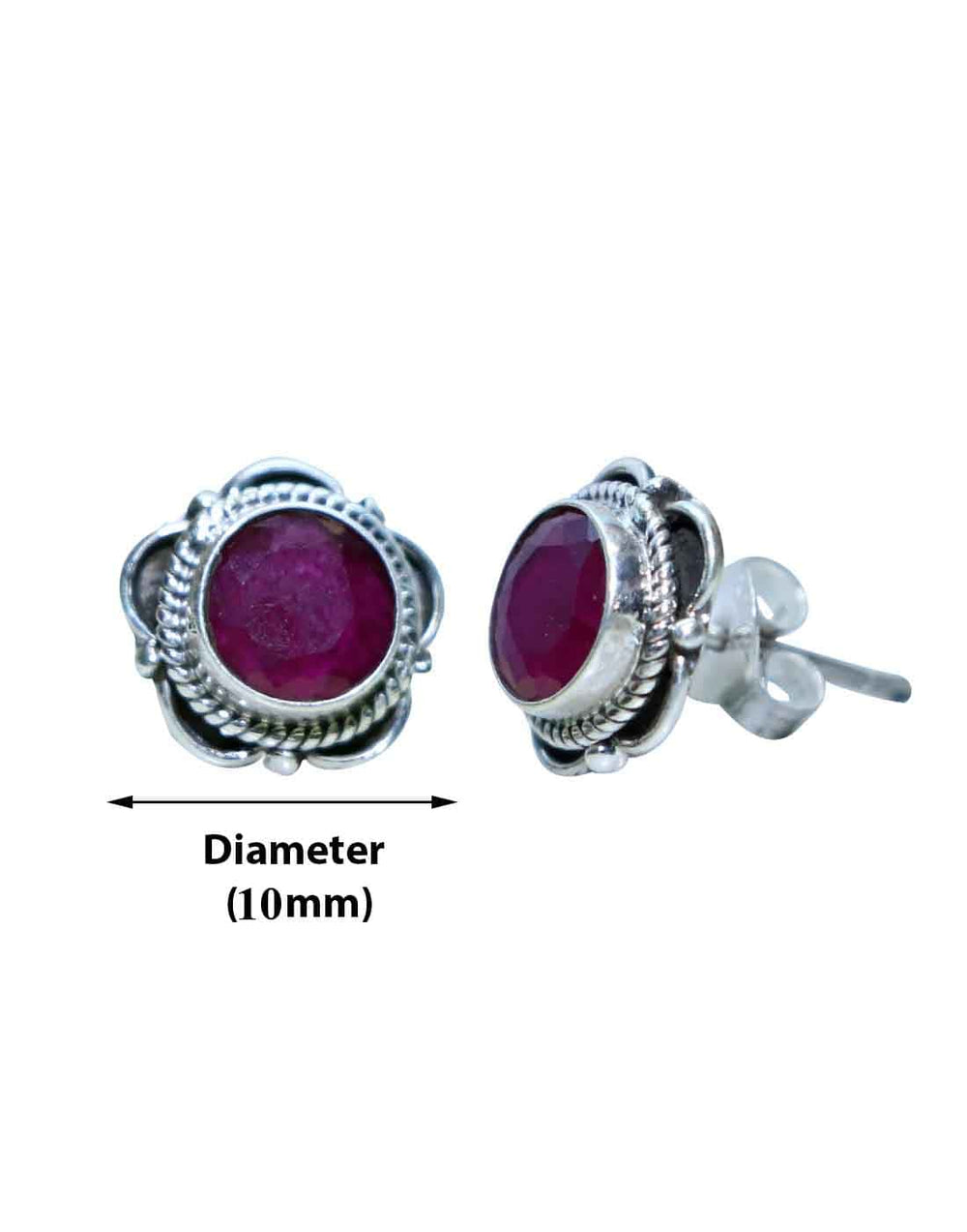 Trendy Looking Ruby Stone Studs in 92.5 Sterling Silver