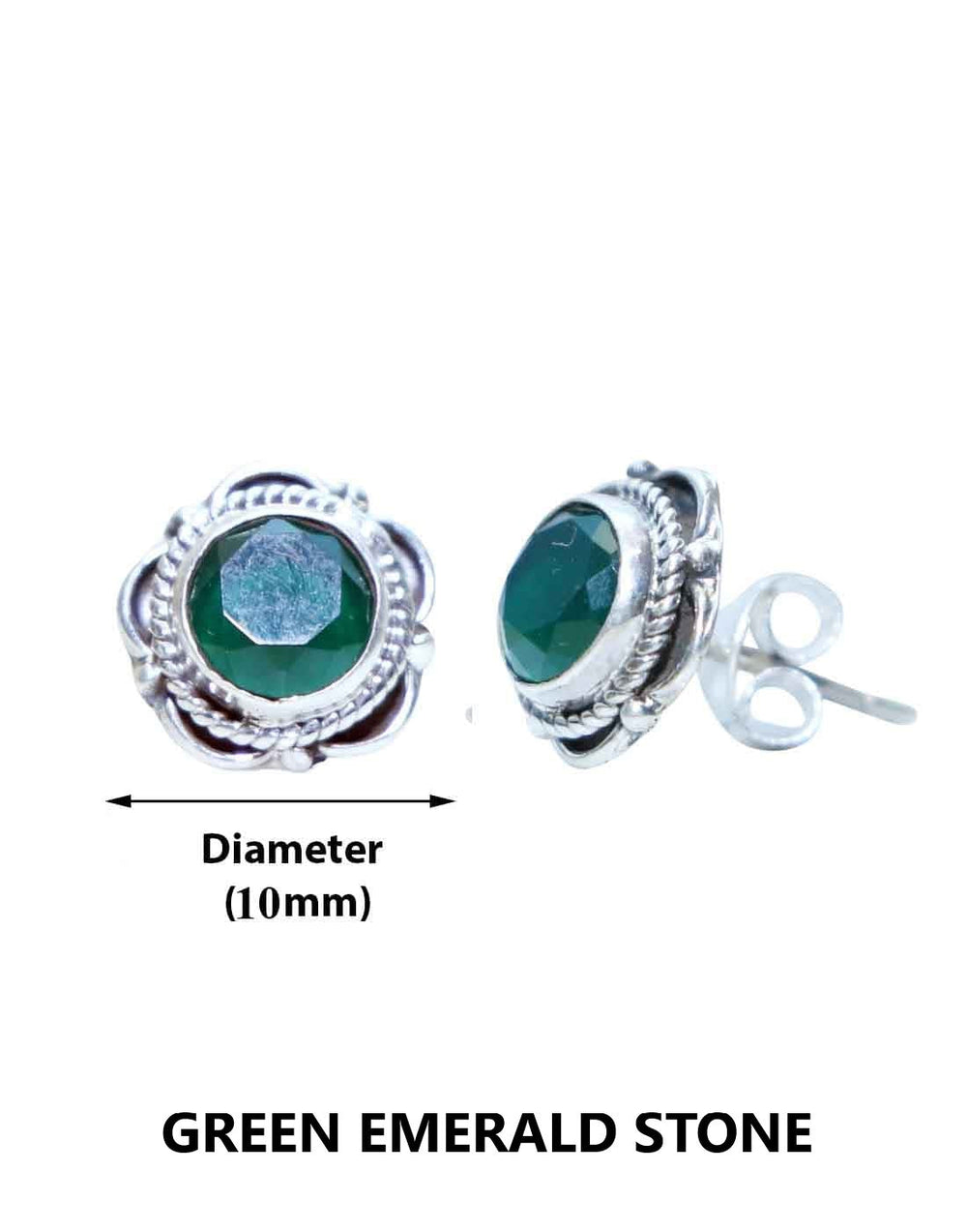 Emerald Stone Studs in 92.5 Sterling Silver