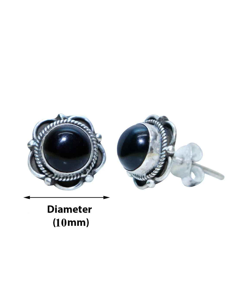 Everyday Wear Black Onyx Stone Studs in 92.5 Sterling Silver