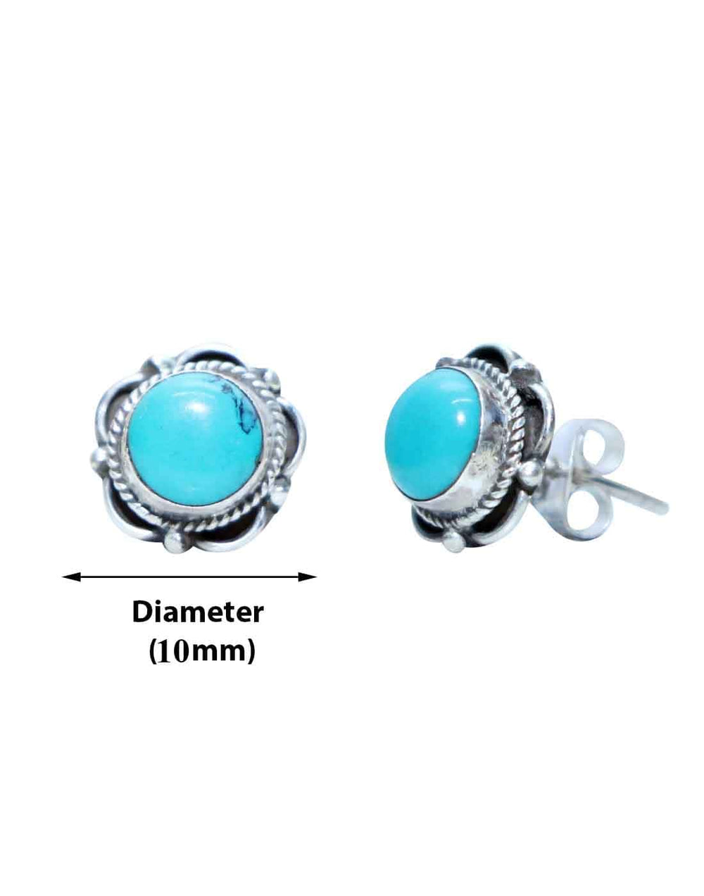 Turquoise Stone Studs in 92.5 Sterling Silver