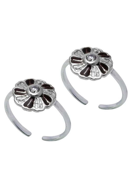 Designer Enamel and Cubic Zirconia Toe Rings in 92.5 Sterling Silver