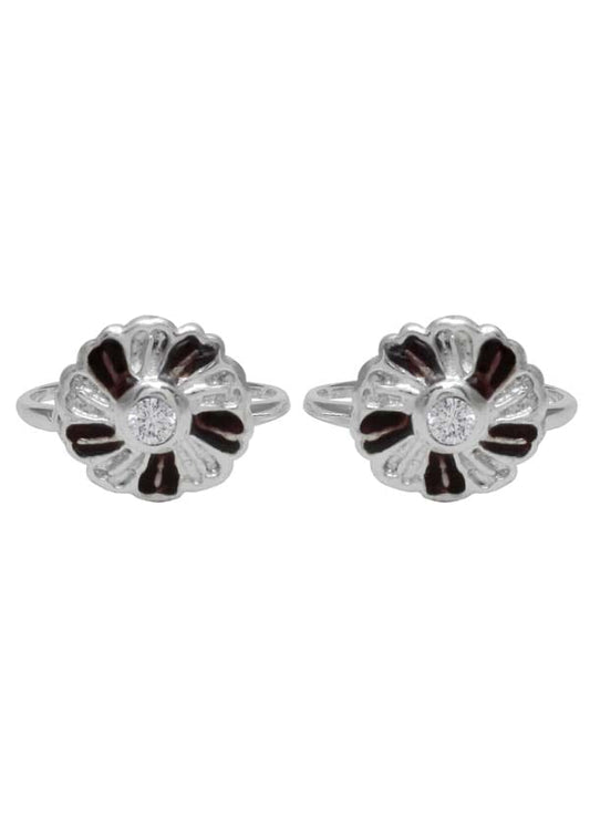 Designer Enamel and Cubic Zirconia Toe Rings in 92.5 Sterling Silver