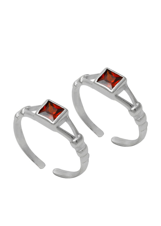 Fashionable pair of Cubic Zirconia Toe Rings in 92.5 Sterling Silver