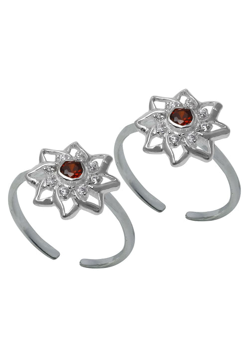 Unique pair Cubic Zirconia Toe Rings in 92.5 Sterling Silver - Default Title - Abhooshan