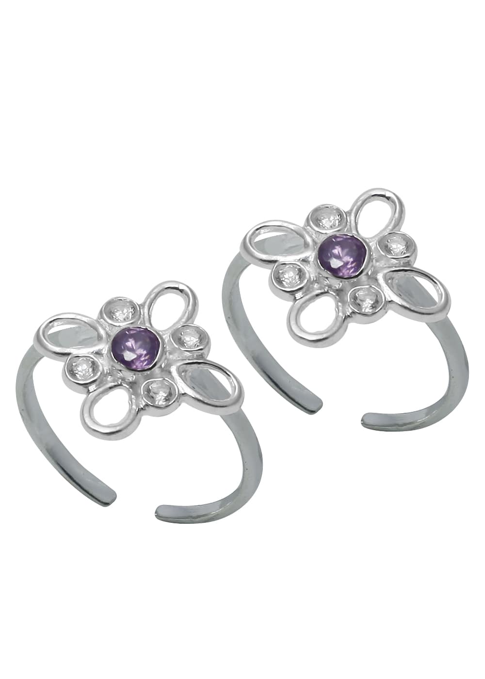 Unique Cubic Zirconia Toe Rings in 92.5 Sterling Silver