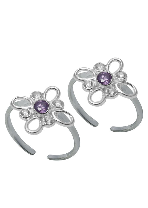 Unique Cubic Zirconia Toe Rings in 92.5 Sterling Silver - Default Title - Abhooshan