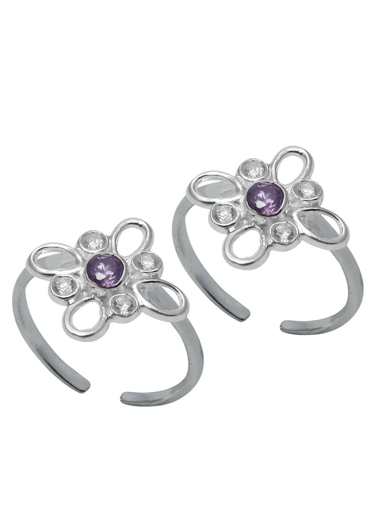 Unique Cubic Zirconia Toe Rings in 92.5 Sterling Silver