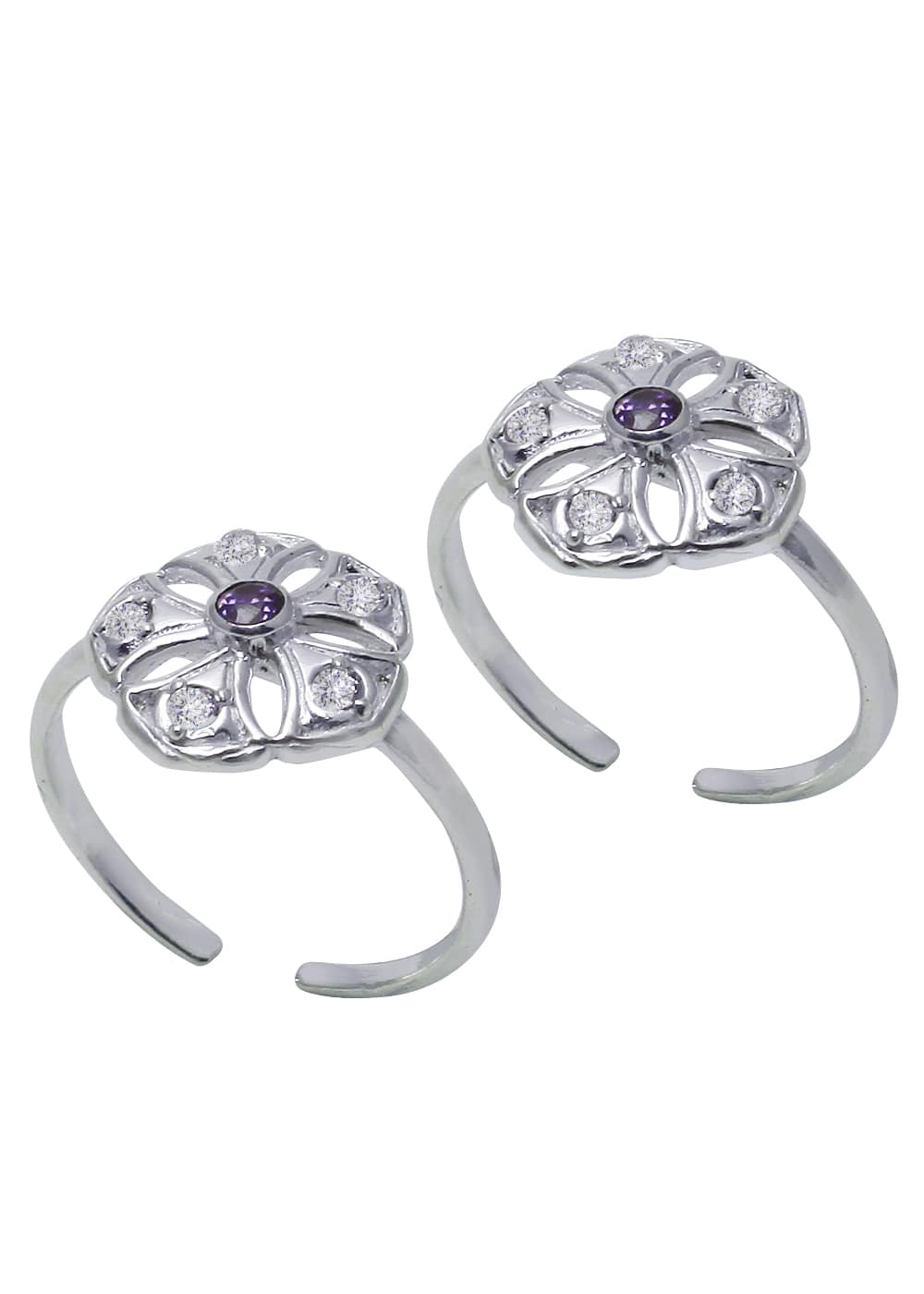 Good Looking pair of Cubic Zirconia Toe Rings in 92.5 Sterling Silver