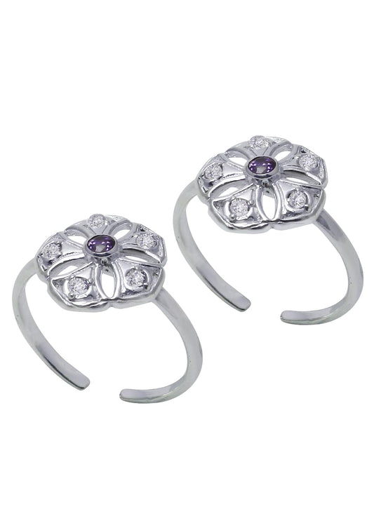 Good Looking pair of Cubic Zirconia Toe Rings in 92.5 Sterling Silver