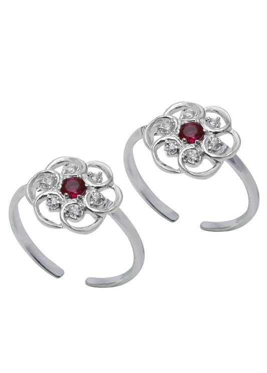 Classy pair of Cubic Zirconia Toe Rings in 92.5 Sterling Silver