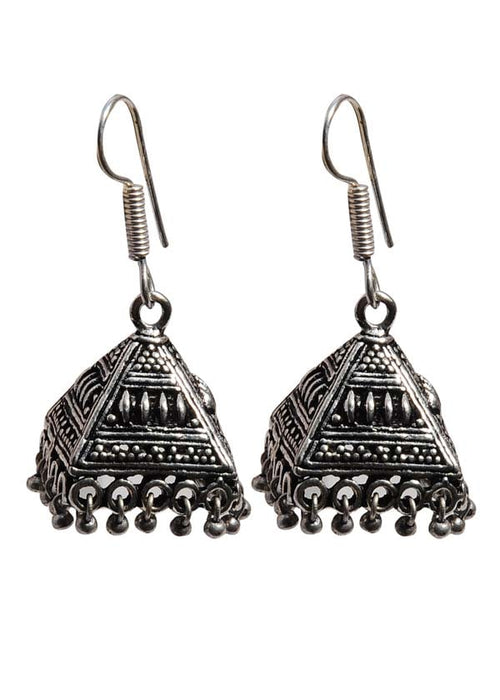 Cute pair of Traditional Jhumki in Silver Alloy High Finish - Default Title - Abhooshan