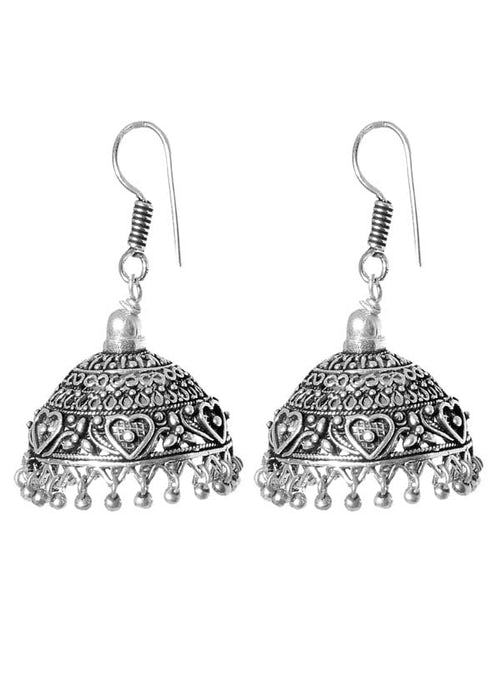 Stunning BIG Jhumkas in Silver Alloy High Finish - Default Title - Abhooshan